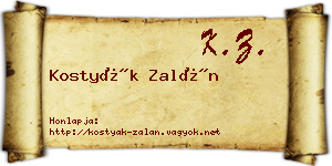 Kostyák Zalán névjegykártya